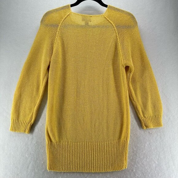 Ann Wi Sweater Size S Rayon Blend Tunic Crewneck Long Sleeve Pullover Yellow - Picture 2 of 10